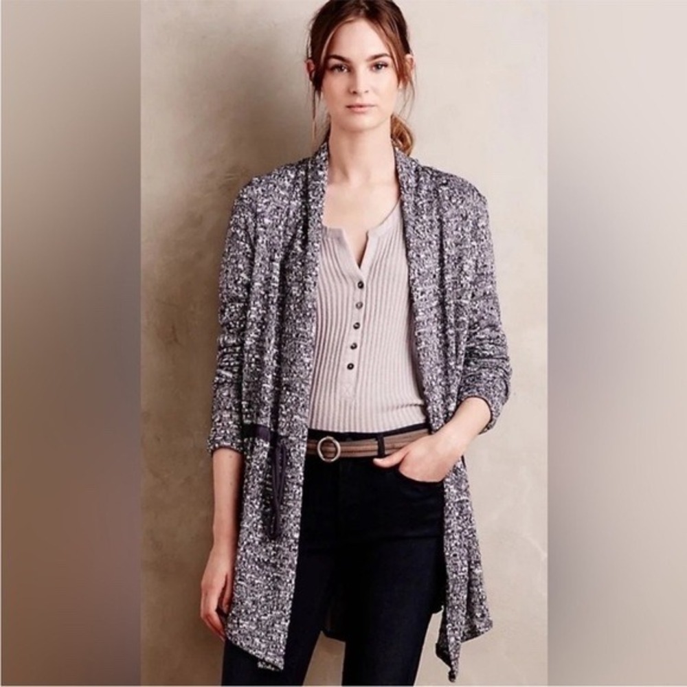 Dolan Left Coast Collection Marled Mixed Media Open Cardigan XS Grey Anthro